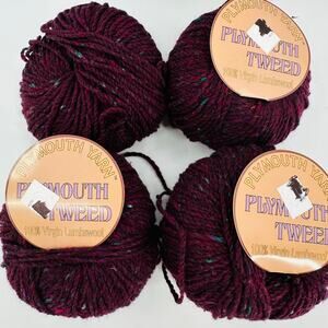 4 Plymouth Yarn Lot Plymouth Tweed 100% Virgin Lambswool #5320 Blackberry Purple